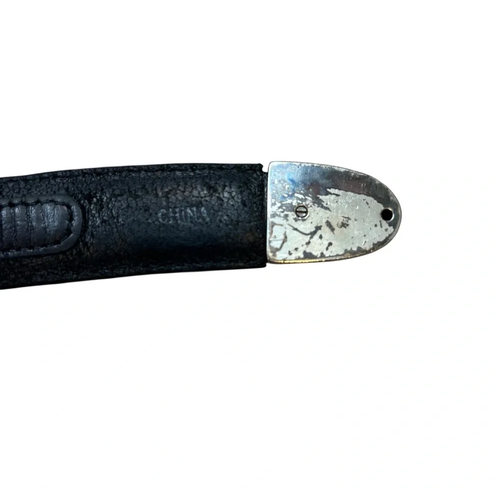 Vintage 1993 Onyx by Brighton Black Leather and Silver Belt Size‎ 38